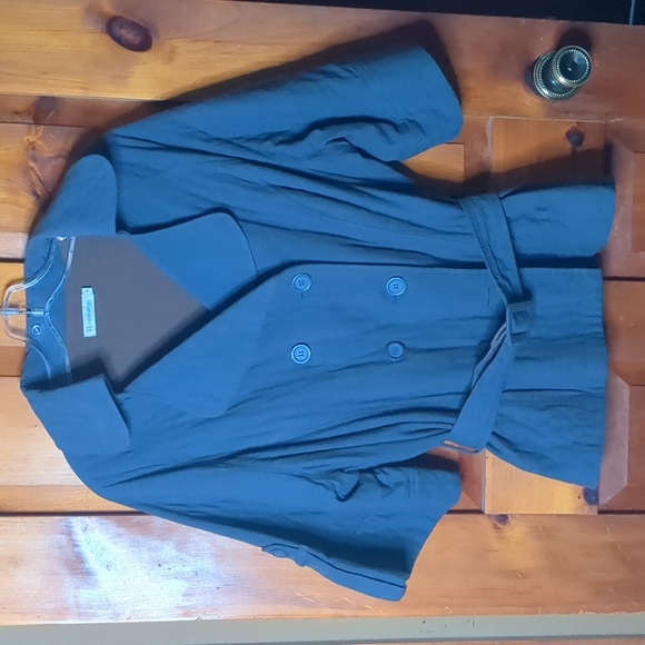 REVOLUTION* size 18 gray quilted 3/4 sleeve dbl breasted belted collared jacket - Picture 7 of 14